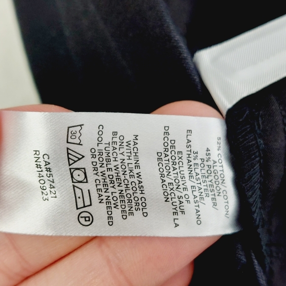 Loft Skinny Cotton Blend Black with White Stripe Flat Front Pants P2982 - Picture 8 of 9